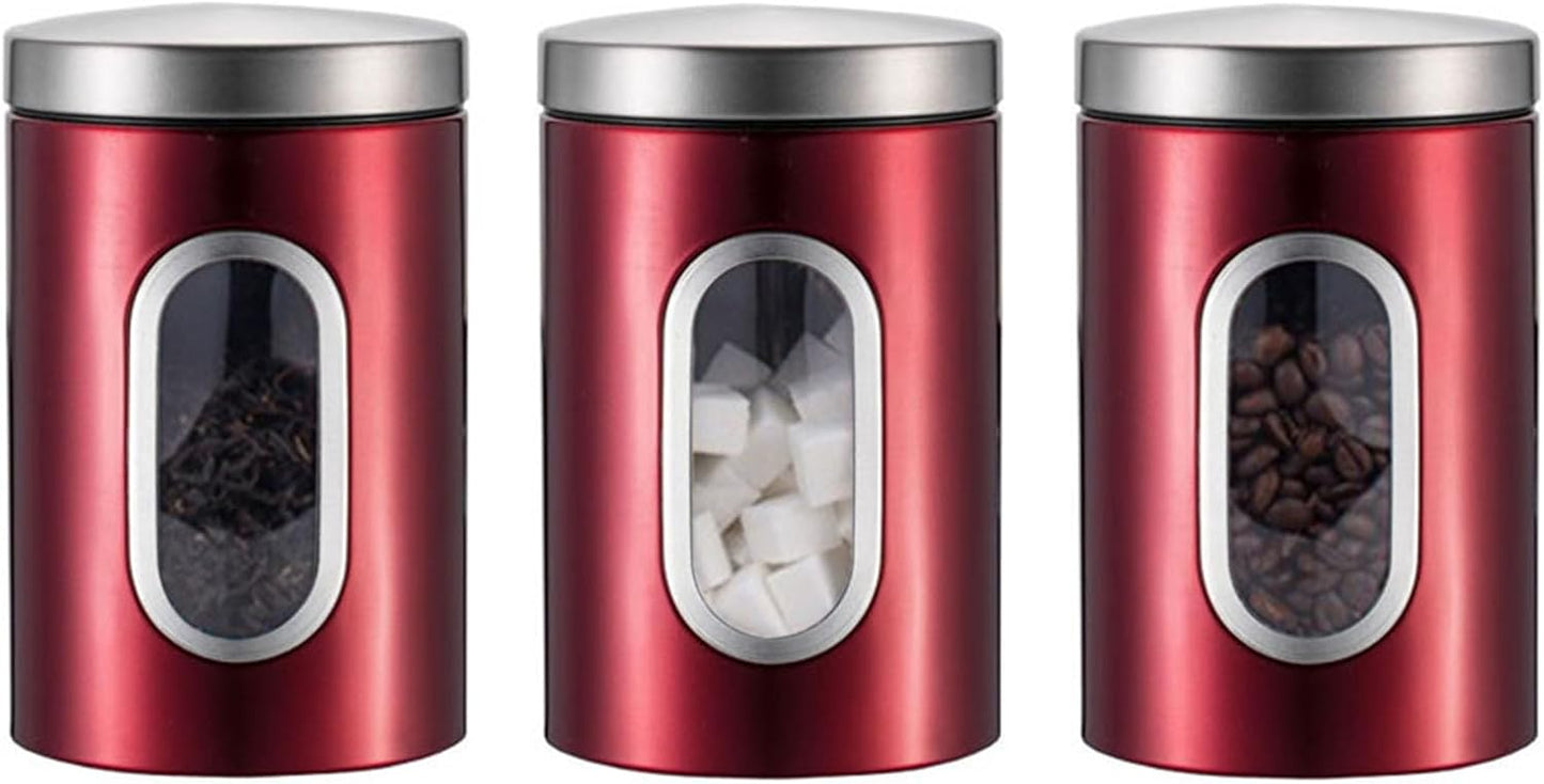 Stainless Steel Tea, Coffee & Sugar Canister Set