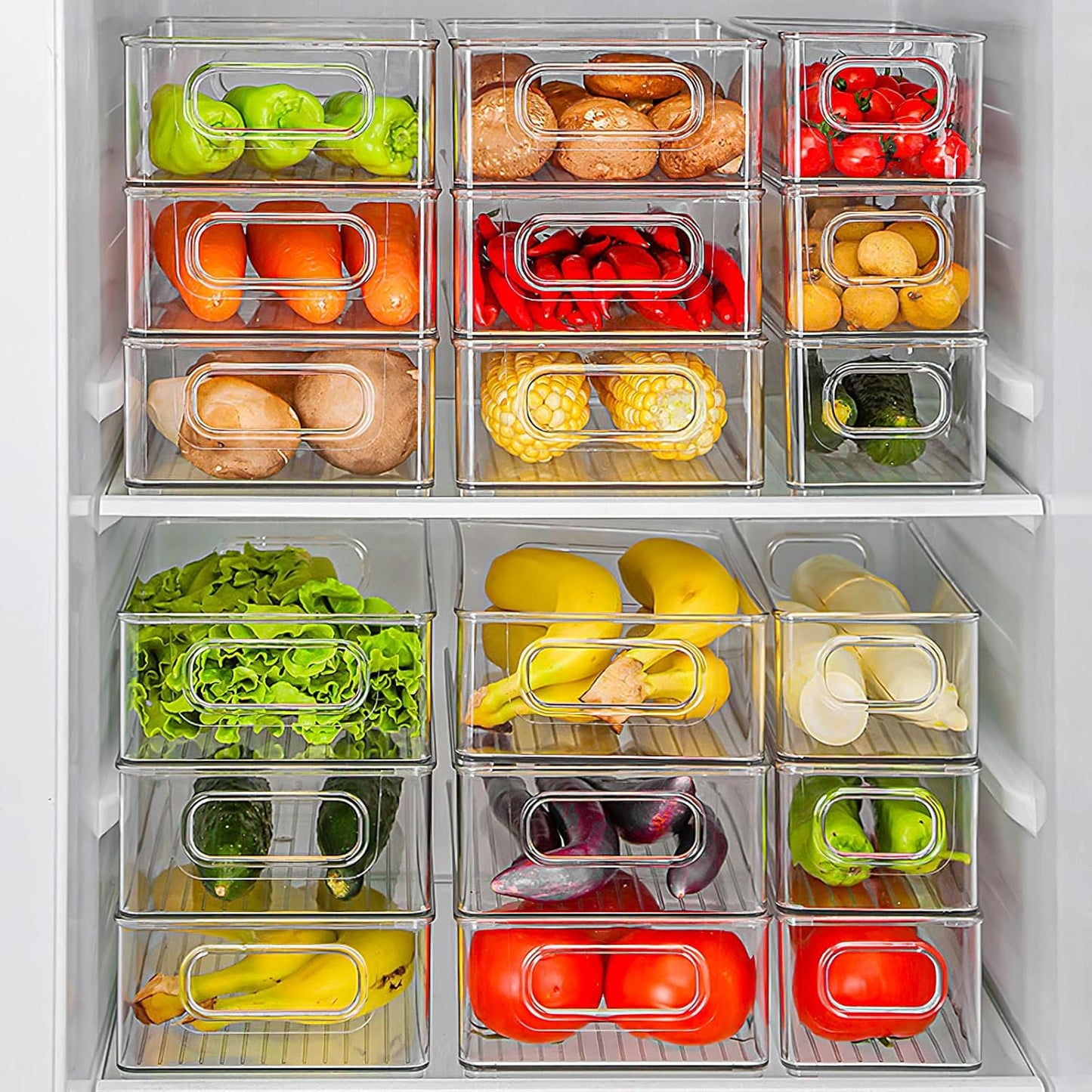 Stackable Fridge Storage Containers – Clear Organiser Set (Pack of 6)