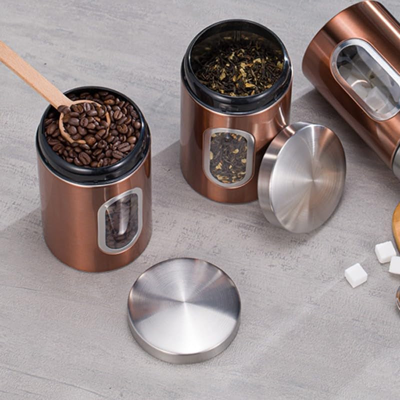 Stainless Steel Tea, Coffee & Sugar Canister Set