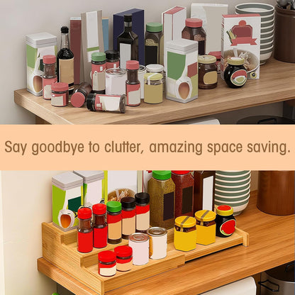 Expandable Wooden Spice Rack Organiser