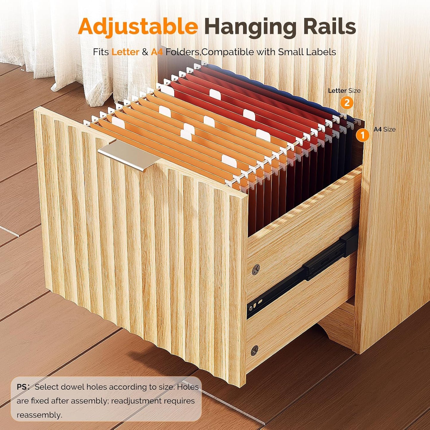 Fluted Filing Cabinet with Drawers for A4 & Letter Files