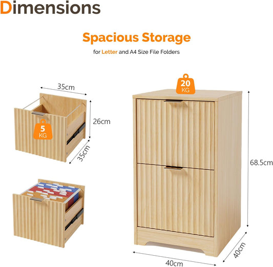Fluted Filing Cabinet with Drawers for A4 & Letter Files