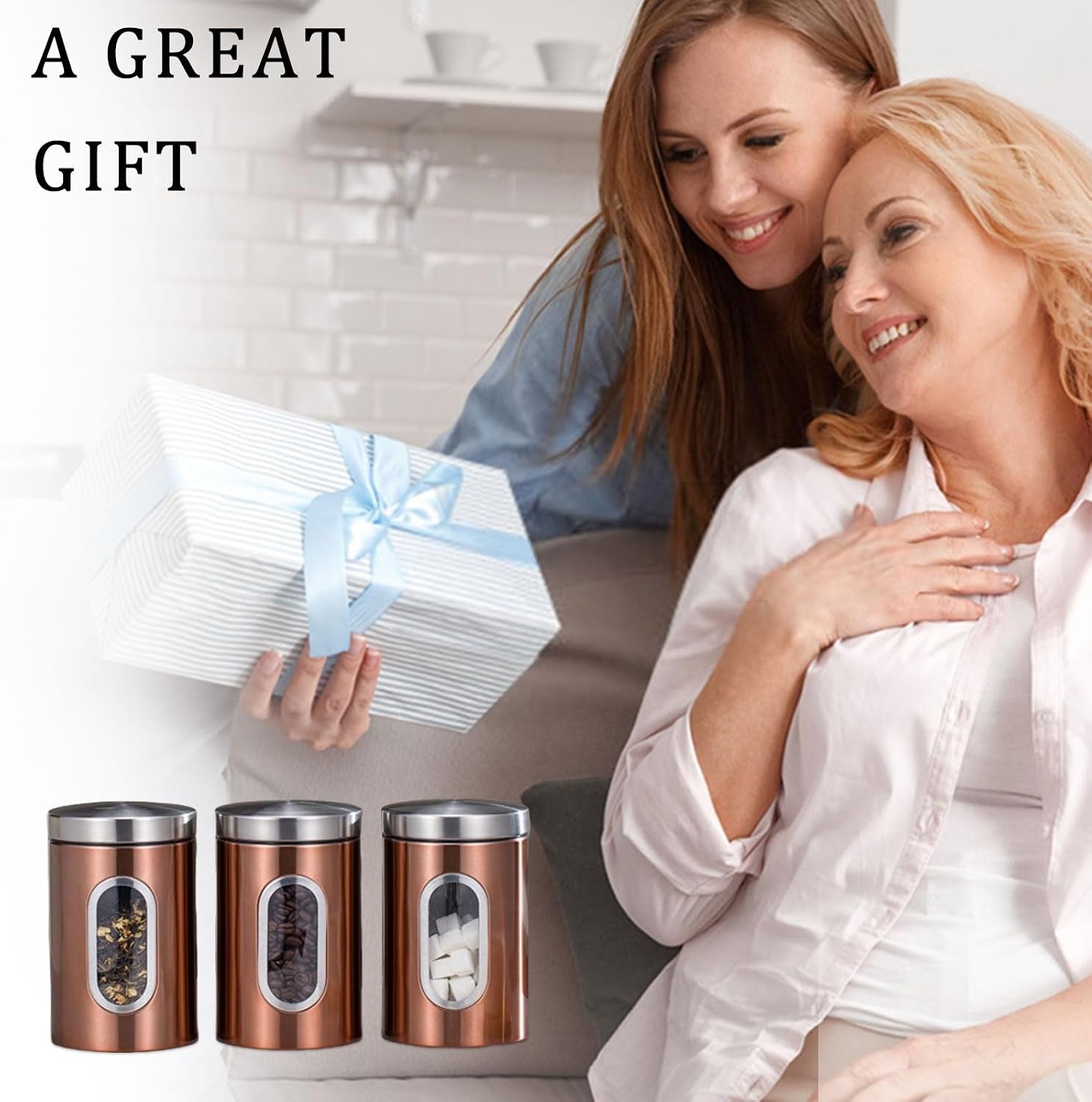 Stainless Steel Tea, Coffee & Sugar Canister Set