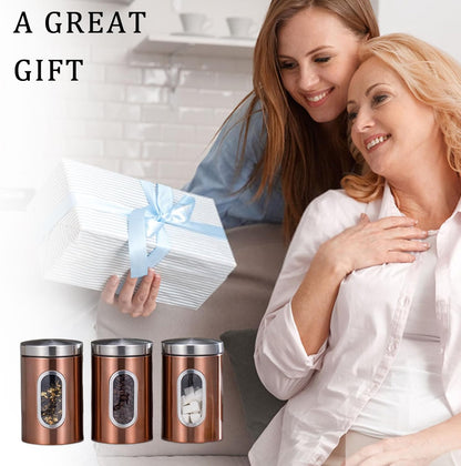 Stainless Steel Tea, Coffee & Sugar Canister Set