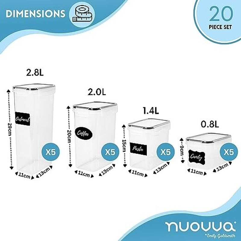 Airtight Food Storage Container Set | 20Pcs Kitchen & Pantry Organiser - Nuovva