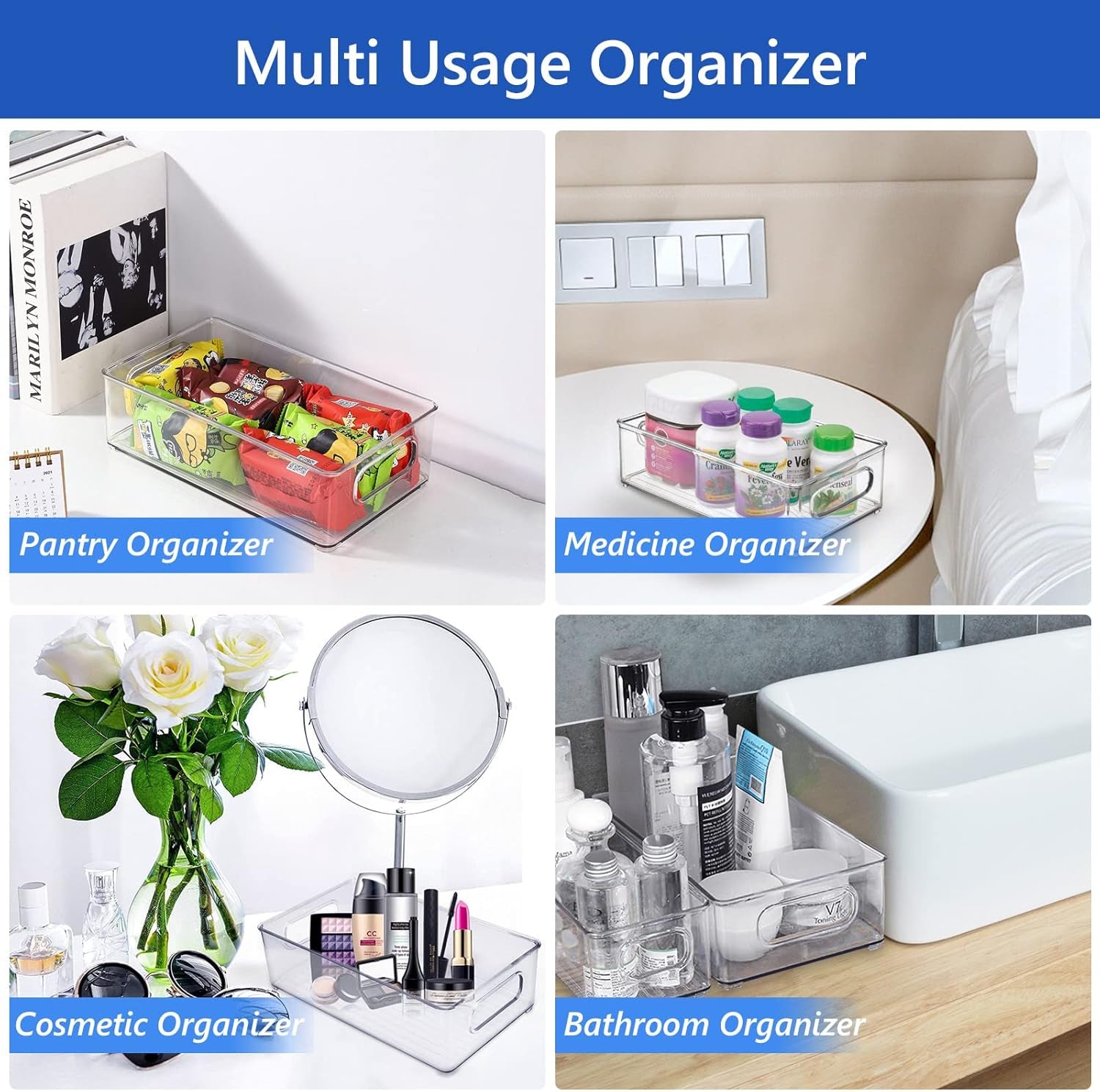 Stackable Fridge Storage Containers – Clear Organiser Set (Pack of 6)