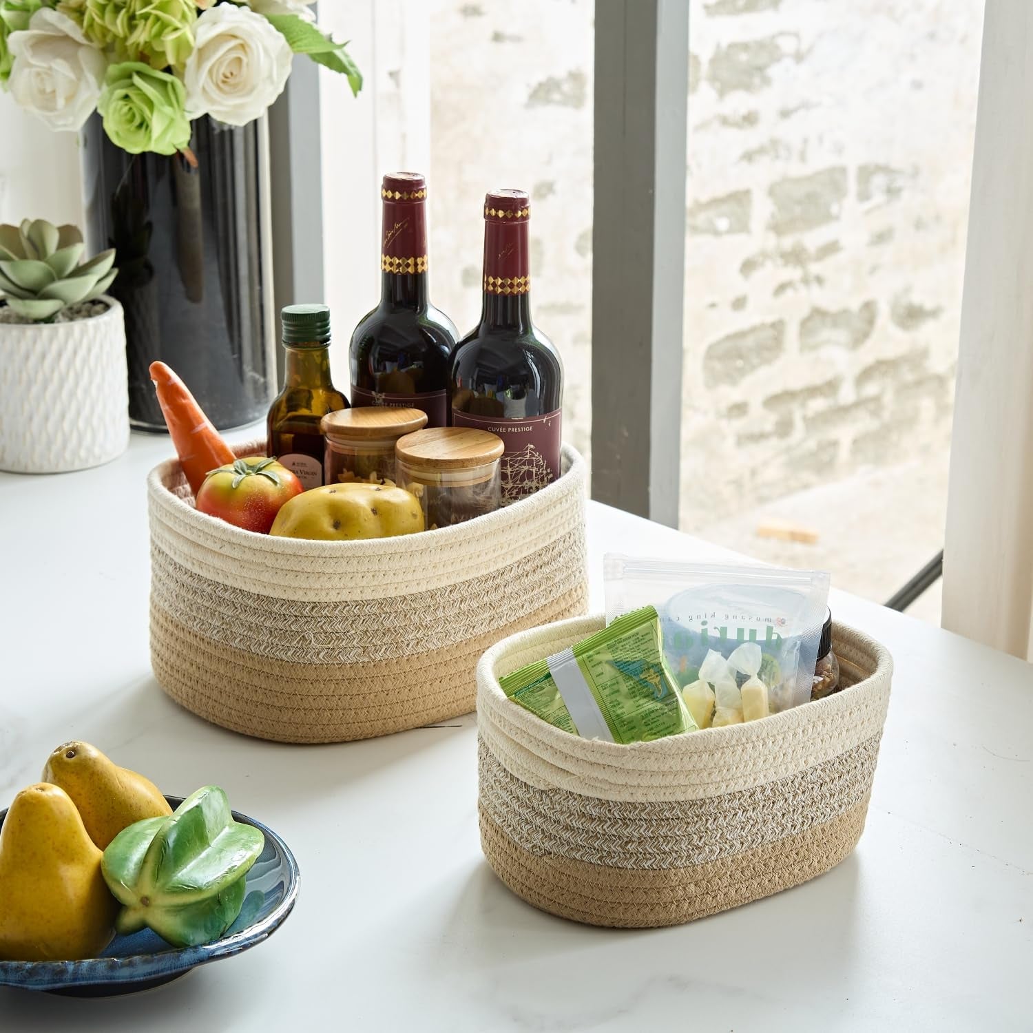 Woven Storage Basket Set for Home Organisation