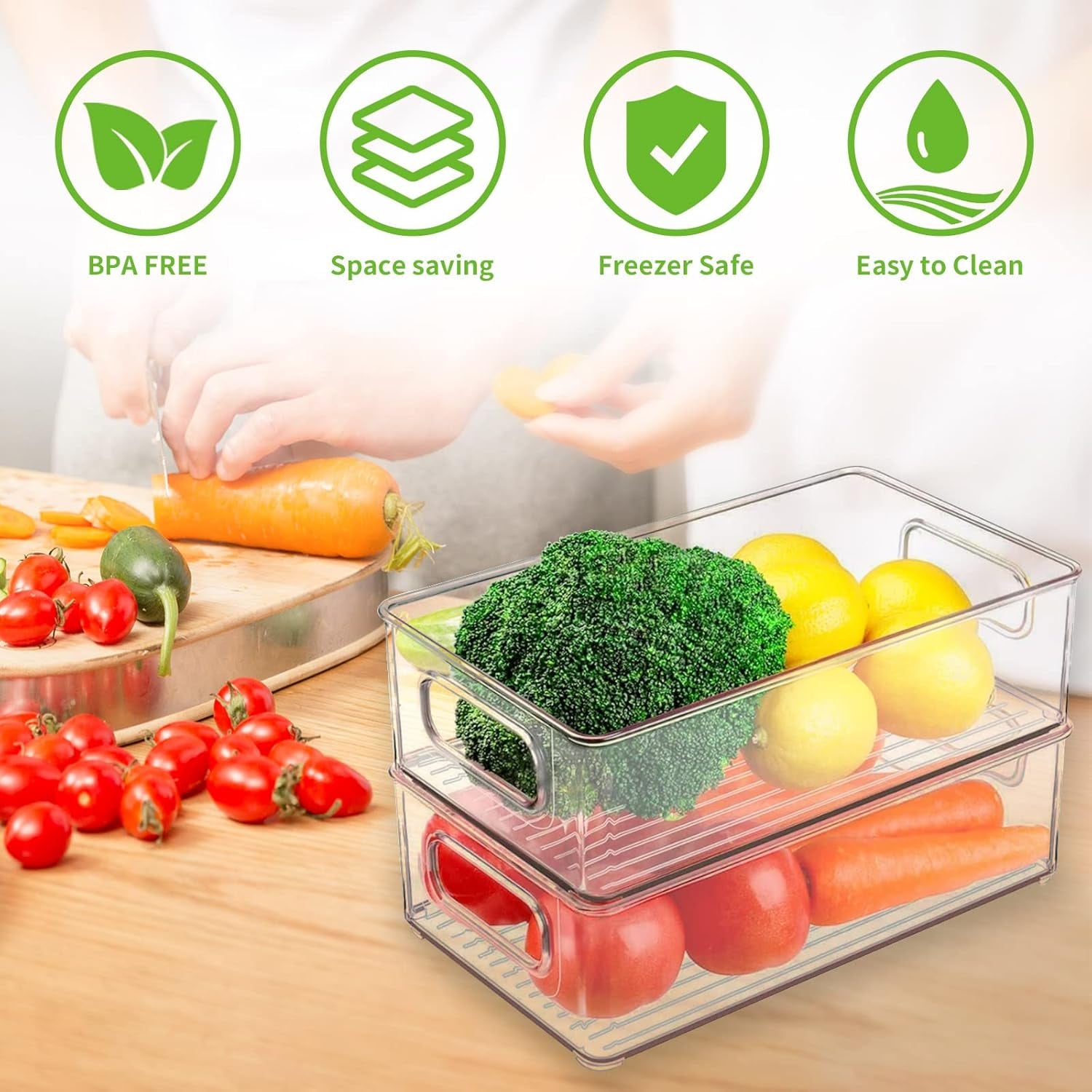 Stackable Fridge Storage Containers – Clear Organiser Set (Pack of 6)