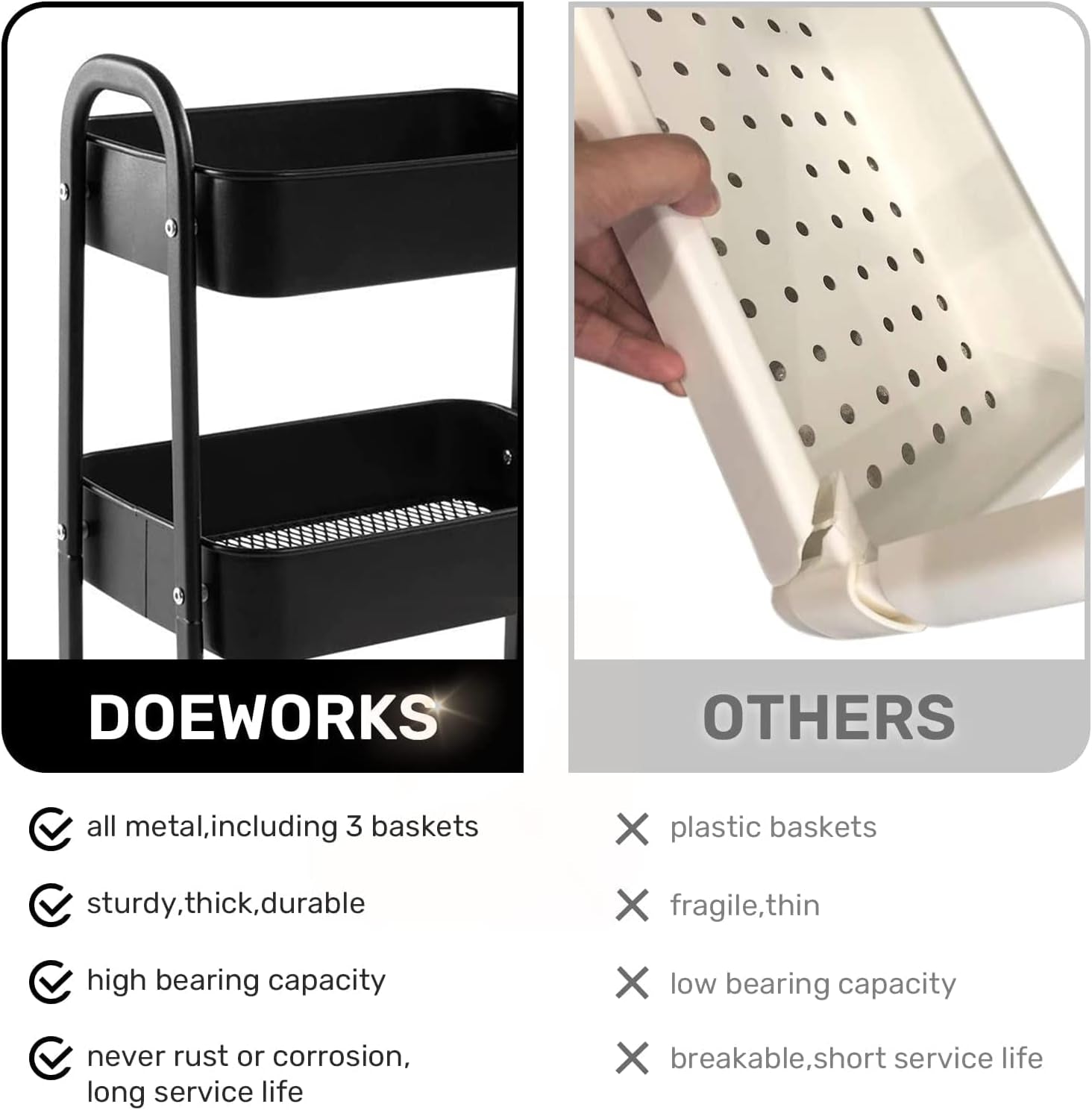 Rolling Storage Cart for Home Organisation