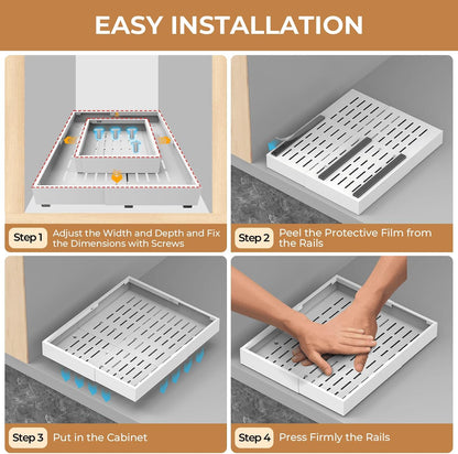 Expandable Pull-Out Cabinet Organiser - Smooth Sliding