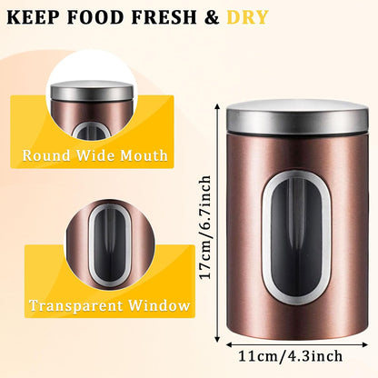 Stainless Steel Tea, Coffee & Sugar Canister Set