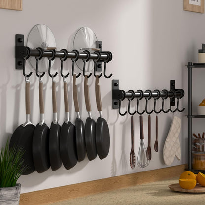 Wall-Mounted Pot Rack with Hooks