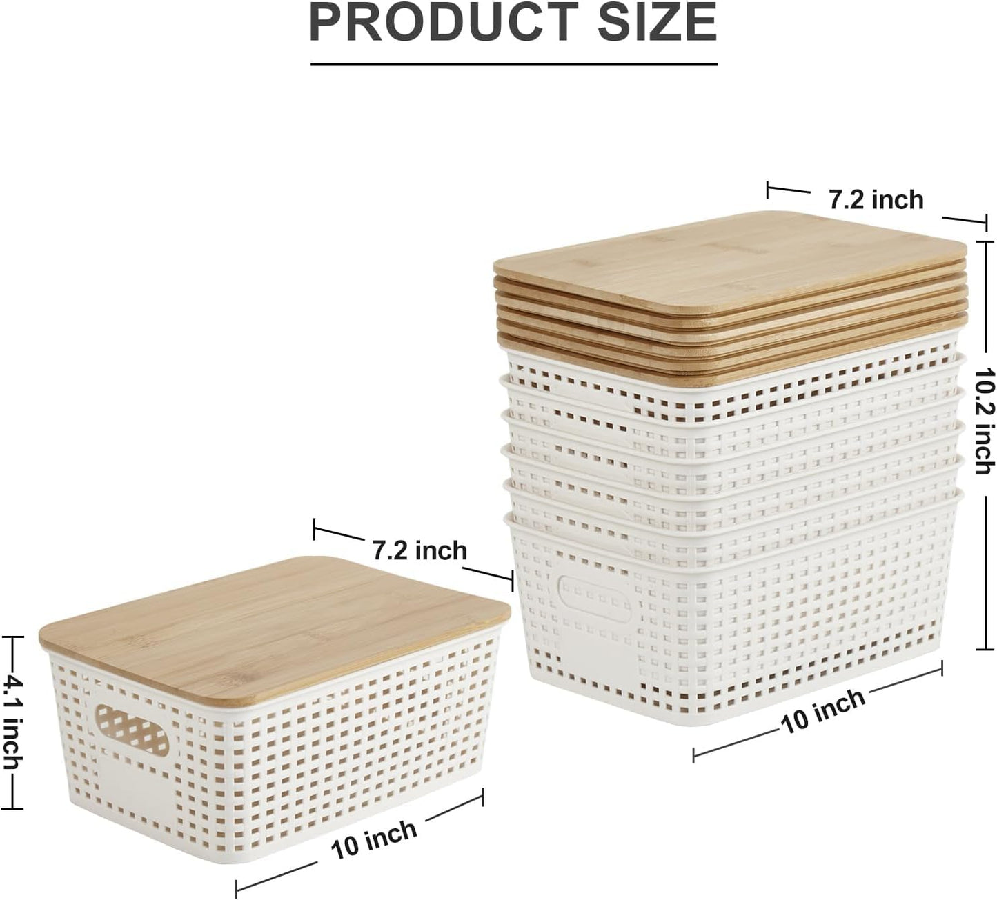 Stackable Storage Bins with Bamboo Lids