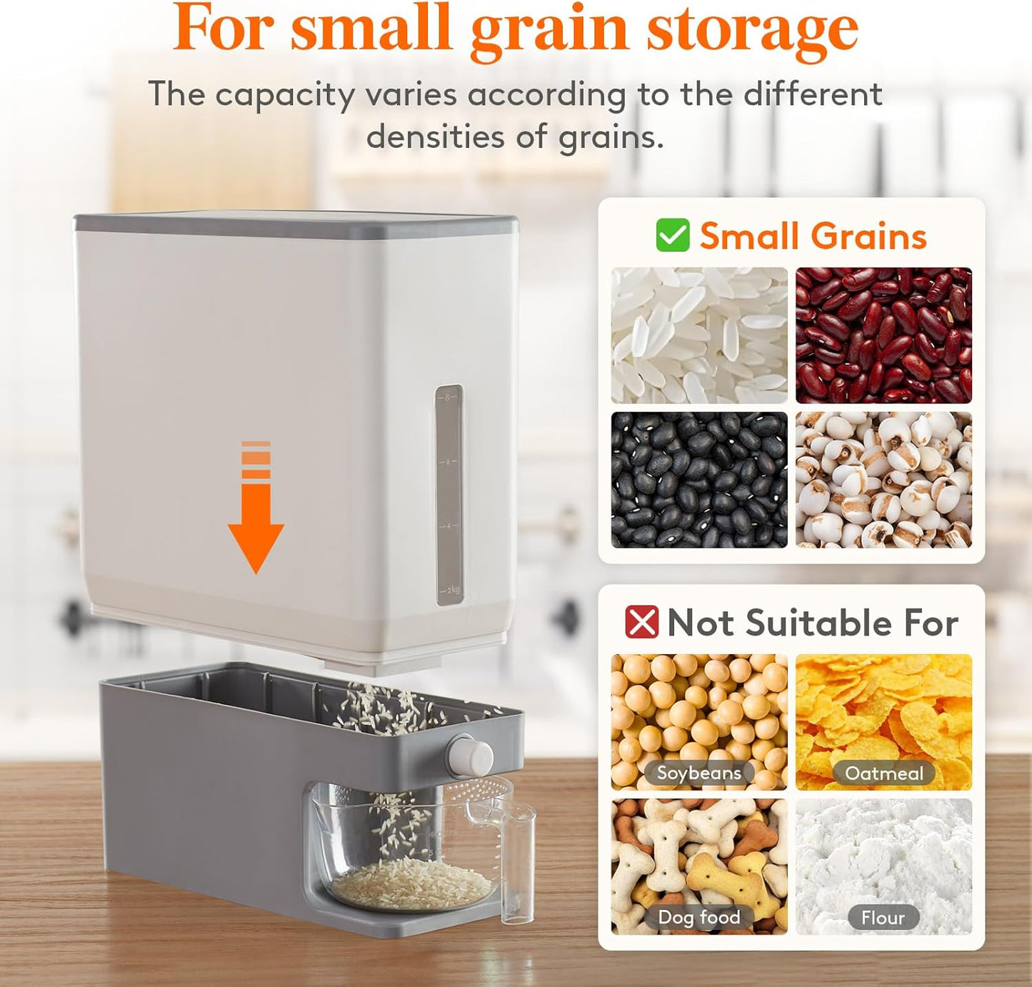 Airtight Rice & Dry Food Storage Dispenser