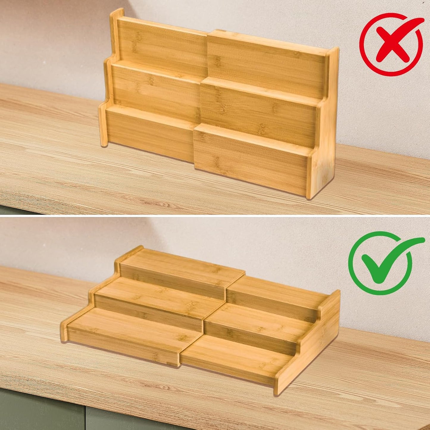 Expandable Wooden Spice Rack Organiser