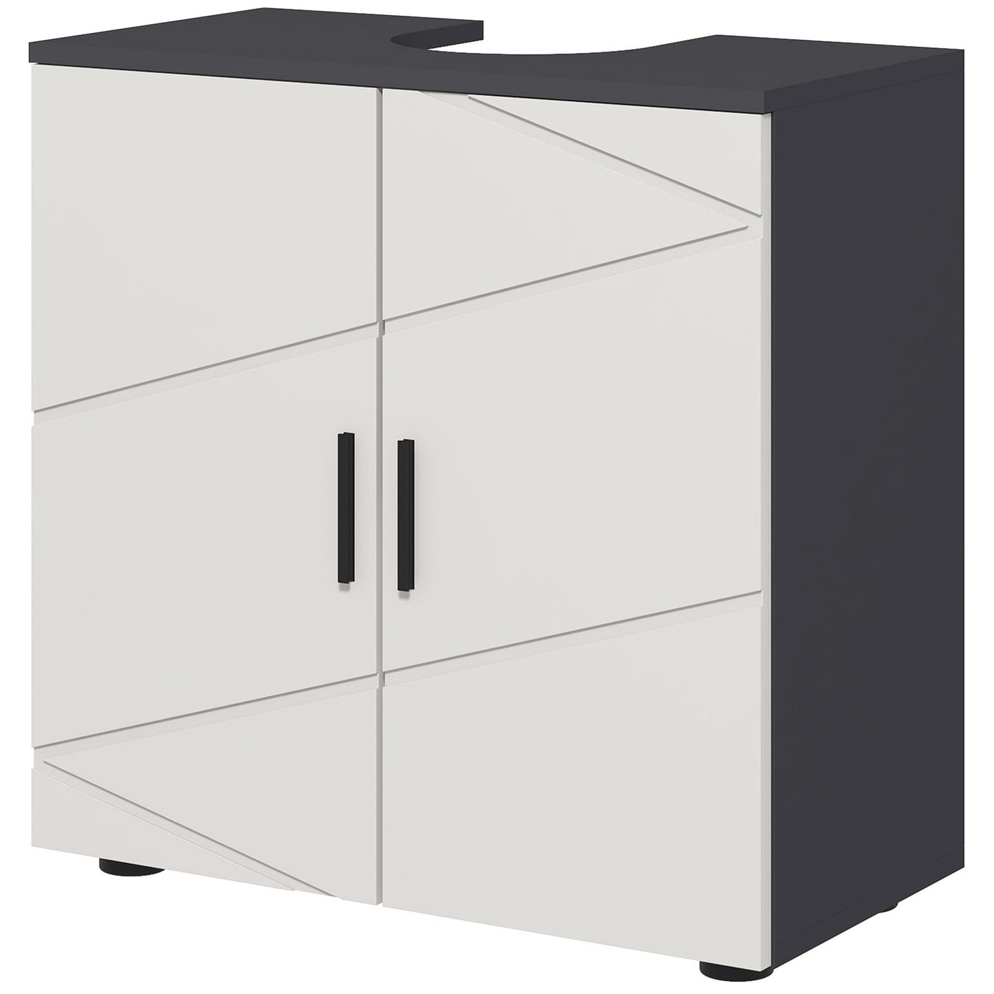 Pedestal Sink Cabinet with Double Doors and Shelf, 60 X 30 X 60 Cm, Light Grey