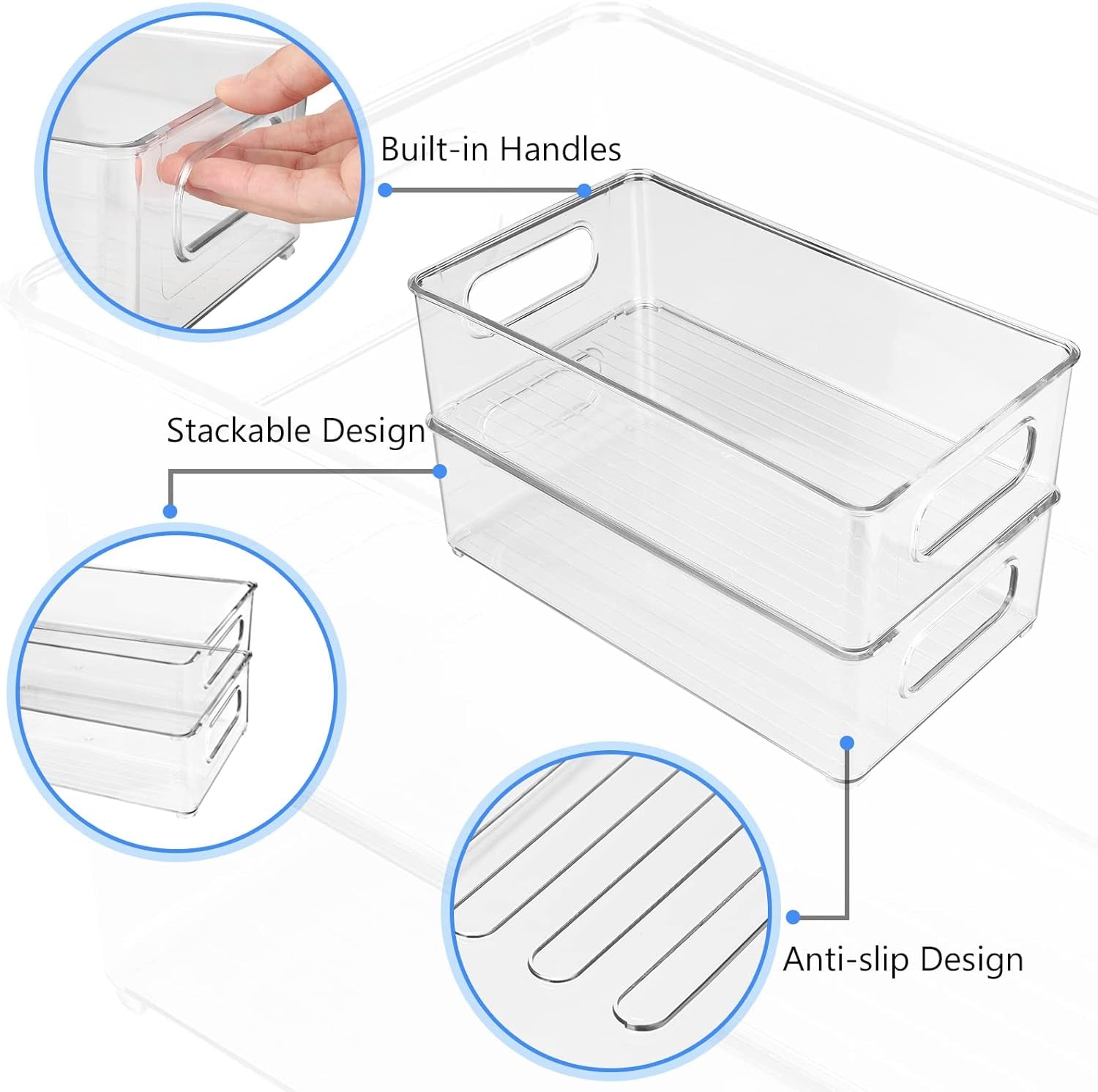 Stackable Fridge Storage Containers – Clear Organiser Set (Pack of 6)