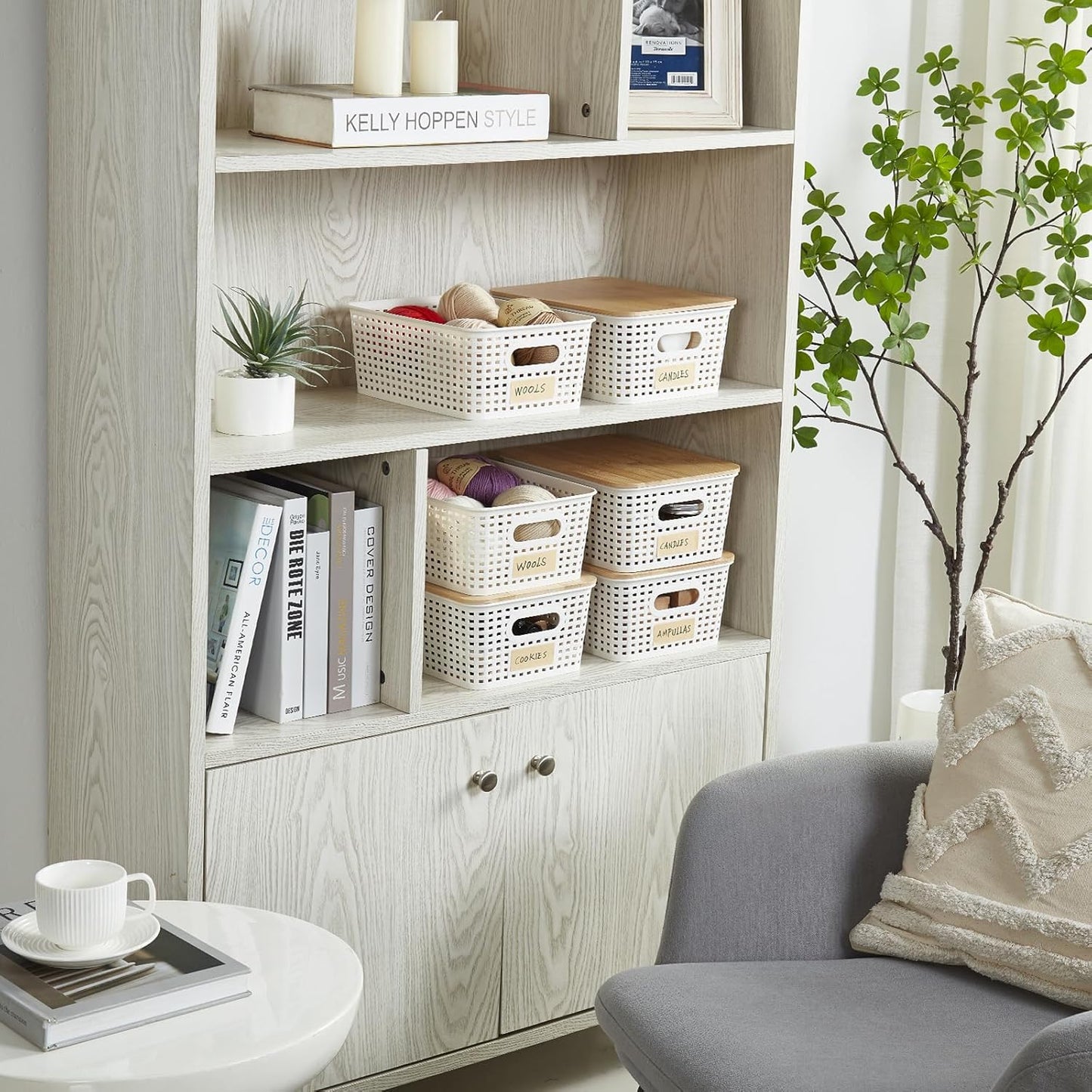 Stackable Storage Bins with Bamboo Lids