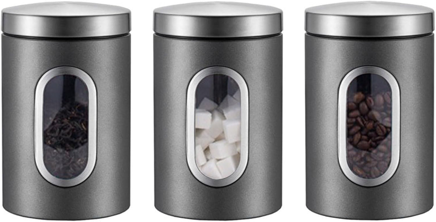 Stainless Steel Tea, Coffee & Sugar Canister Set