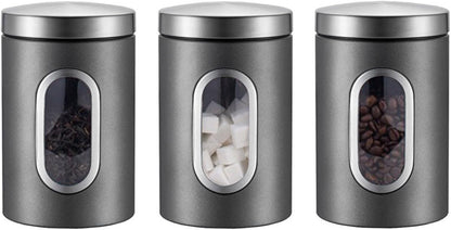 Stainless Steel Tea, Coffee & Sugar Canister Set