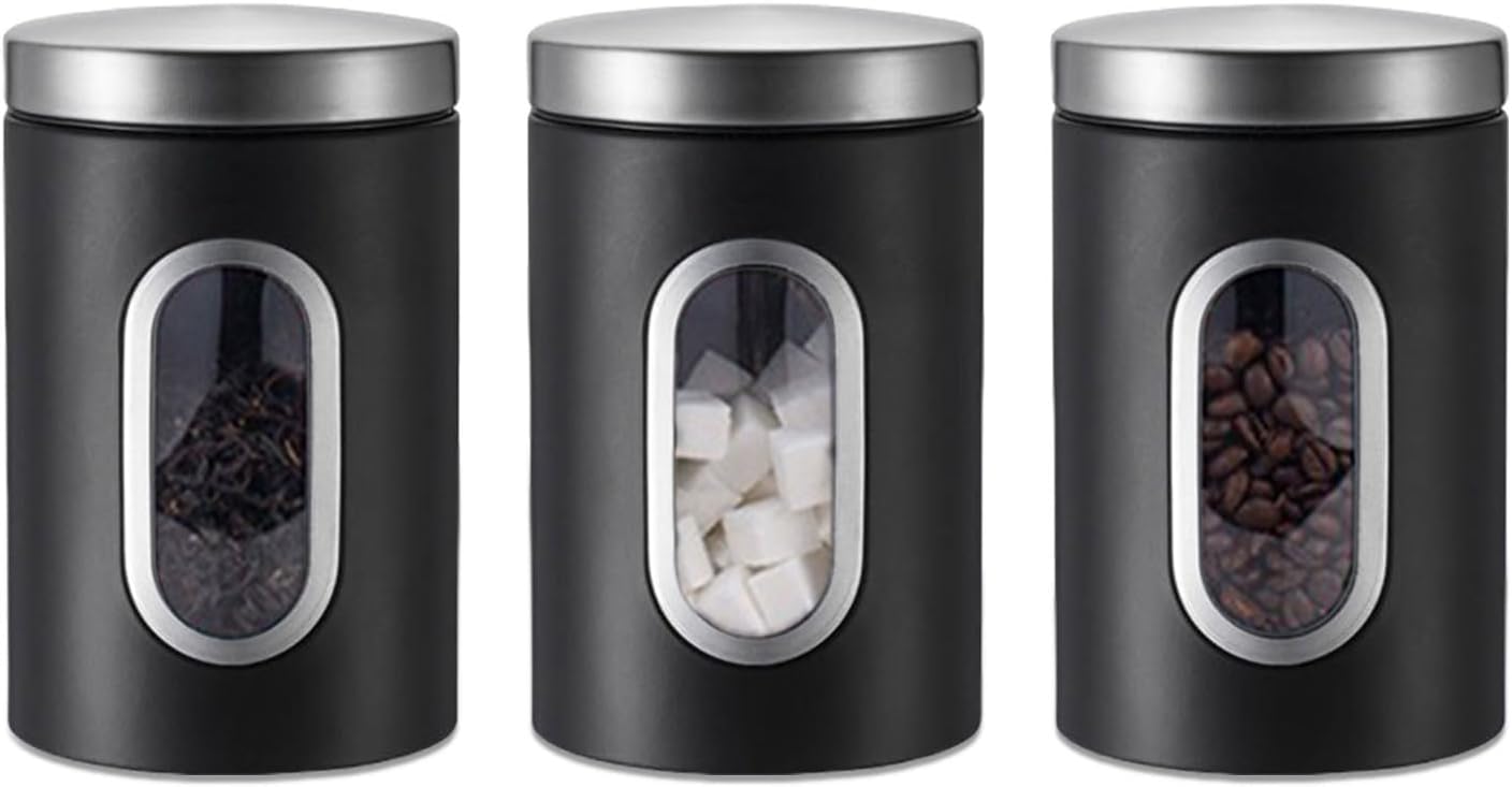 Stainless Steel Tea, Coffee & Sugar Canister Set