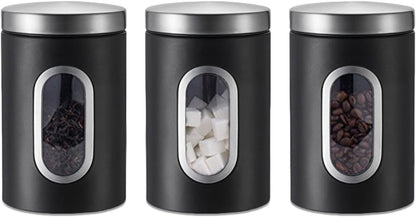 Stainless Steel Tea, Coffee & Sugar Canister Set