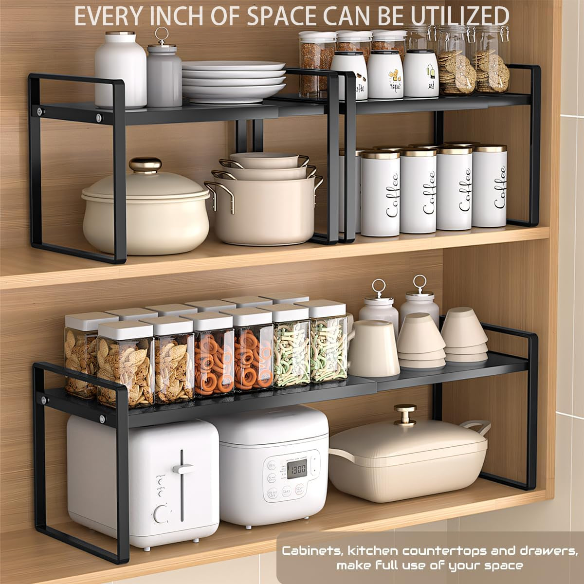 Kitchen Shelf Organiser for Cupboards & Pantries