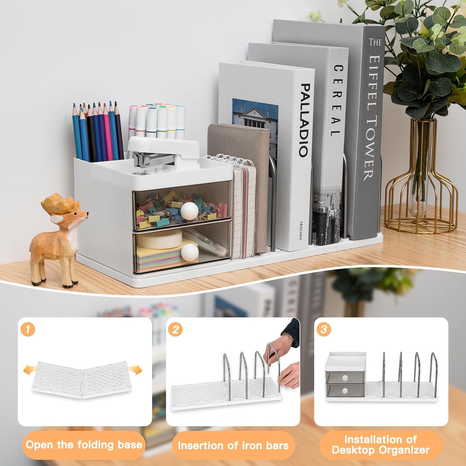 Desktop Organiser with File Holder & Stationery Storage