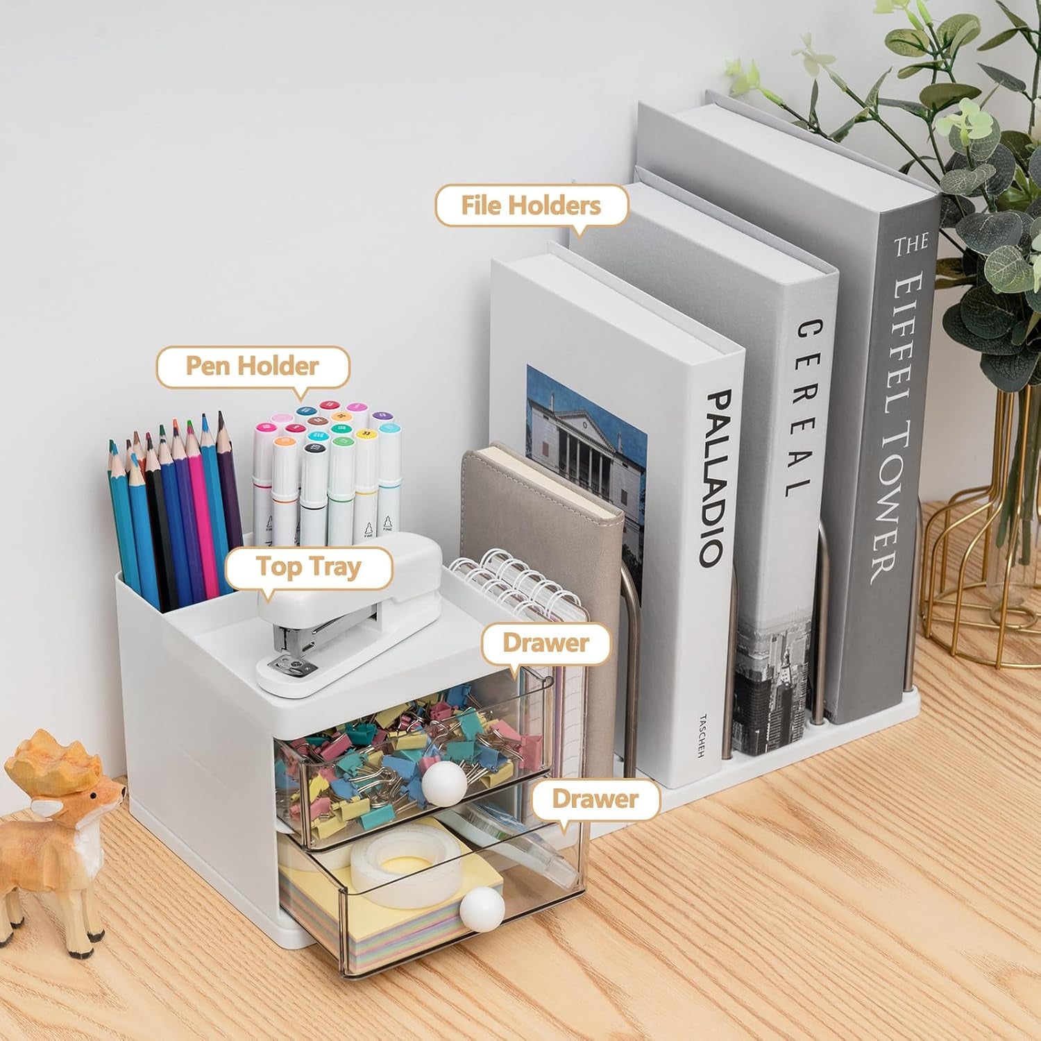 Desktop Organiser with File Holder & Stationery Storage