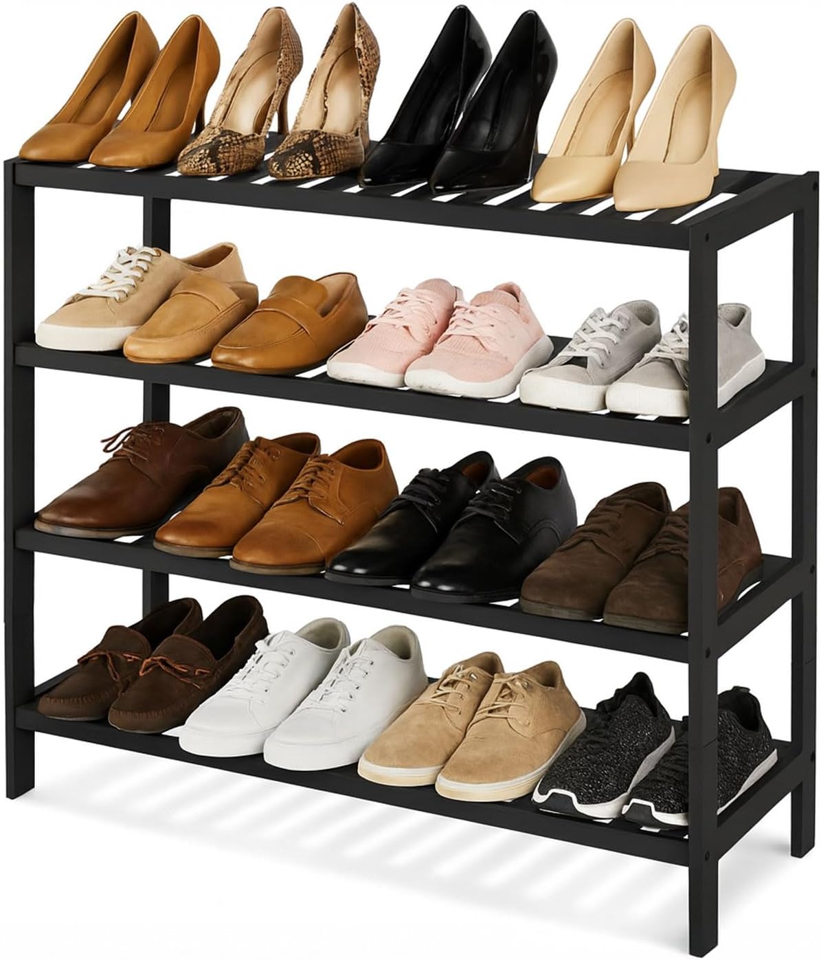 4-Tier Bamboo Shoe Rack – Wooden Shoe Storage Organiser