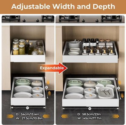 Expandable Pull-Out Cabinet Organiser - Smooth Sliding