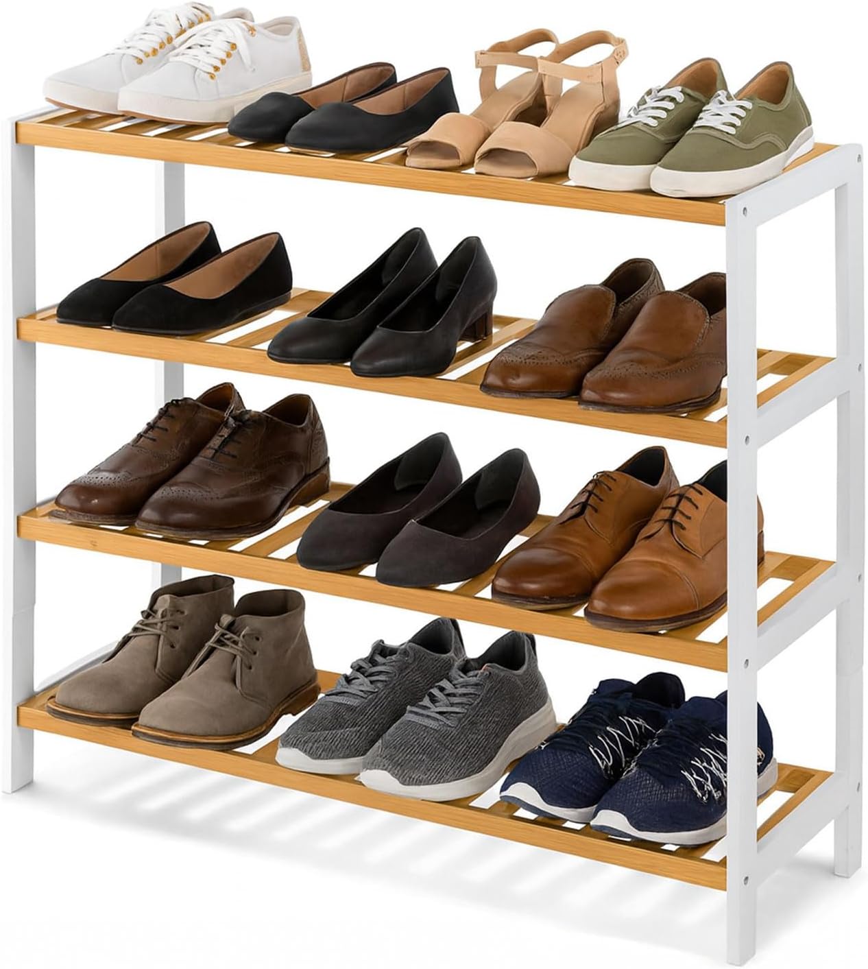 4-Tier Bamboo Shoe Rack – Wooden Shoe Storage Organiser