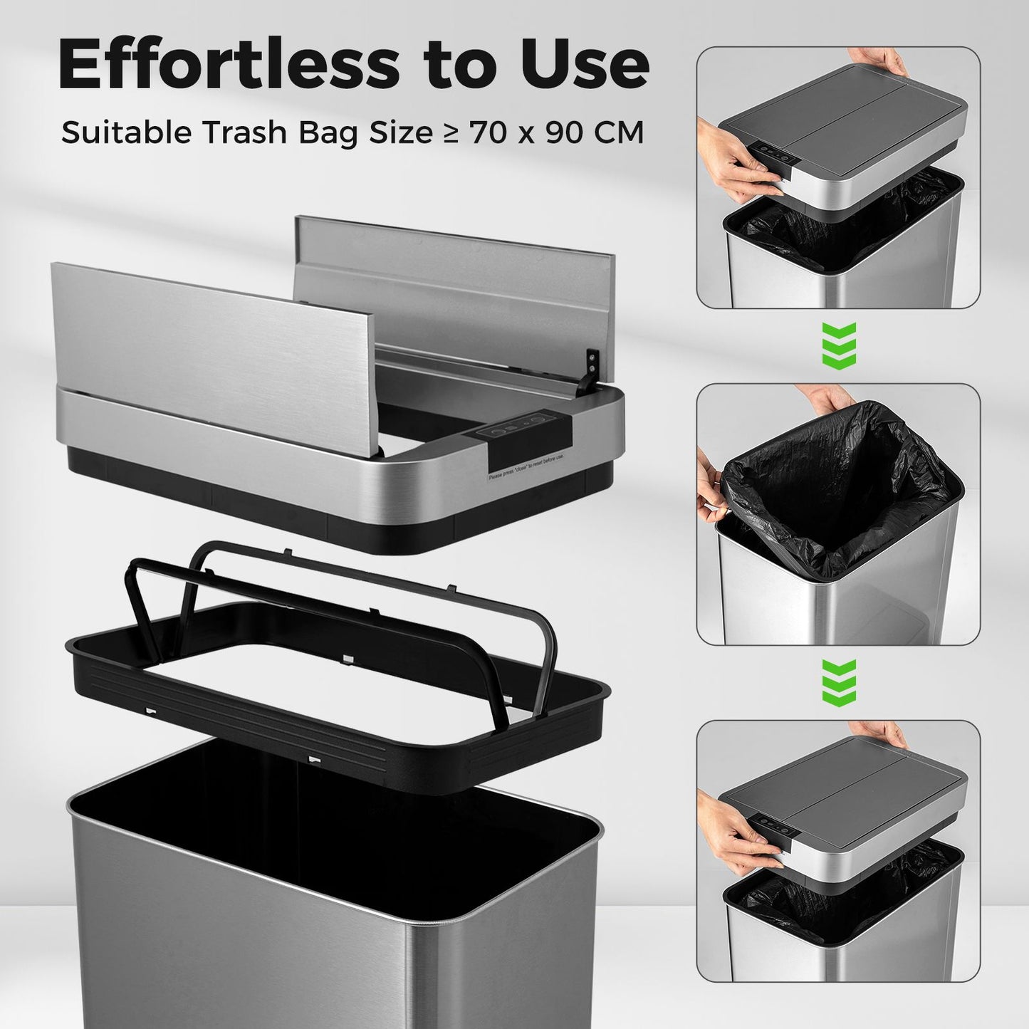 50L Slim Kitchen Trash Can with Wing Lids