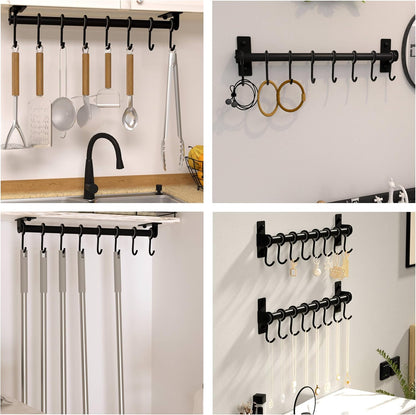 Wall-Mounted Pot Rack with Hooks