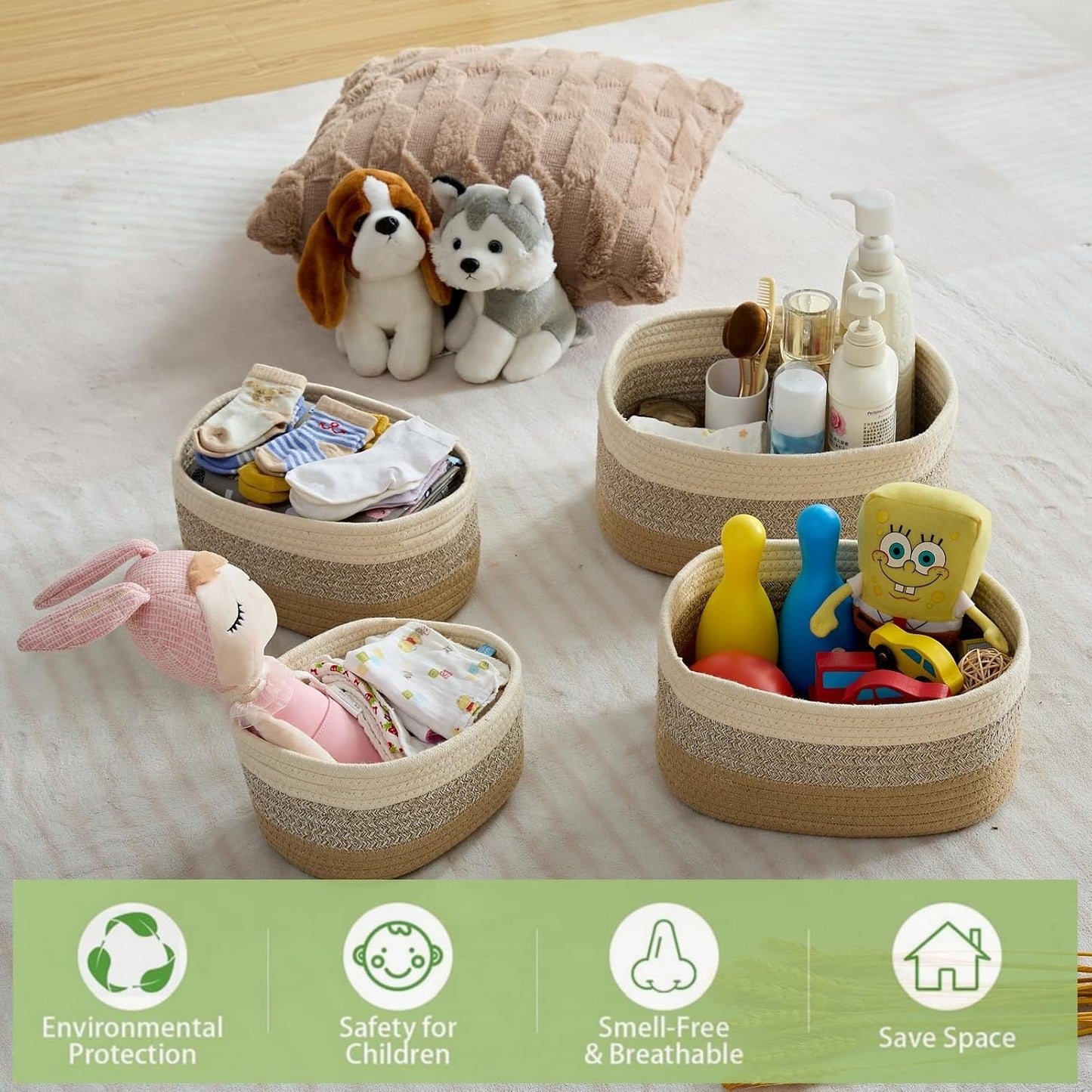 Woven Storage Basket Set for Home Organisation