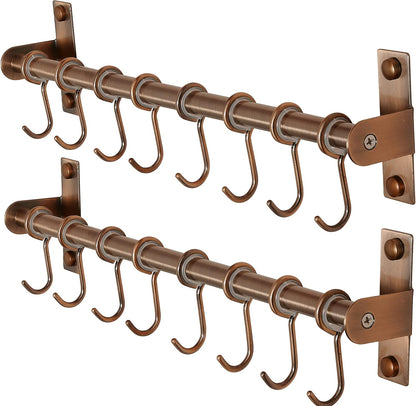 Wall-Mounted Pot Rack with Hooks