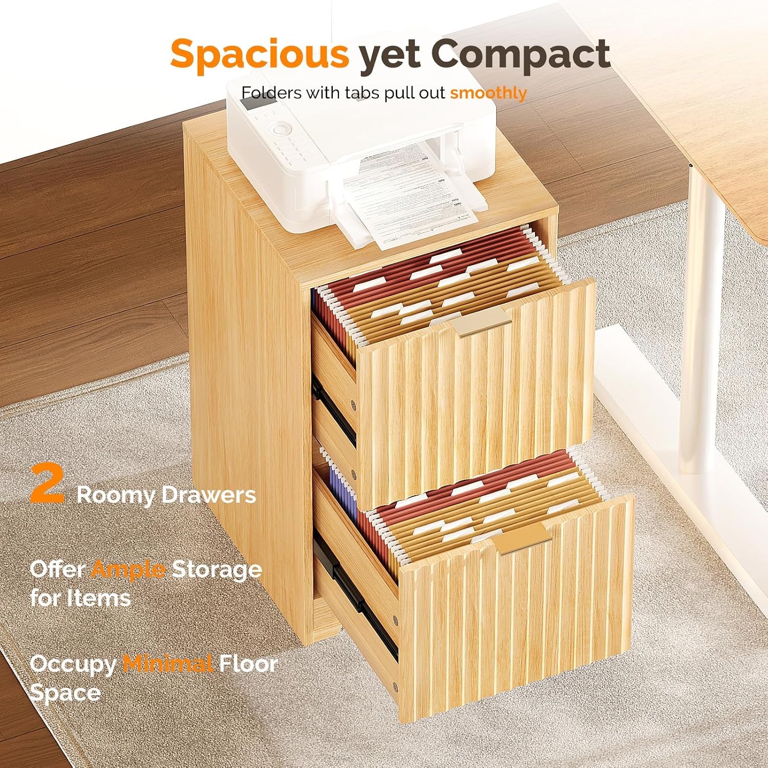 Fluted Filing Cabinet with Drawers for A4 & Letter Files