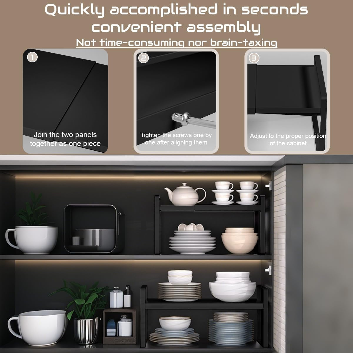 Kitchen Shelf Organiser for Cupboards & Pantries