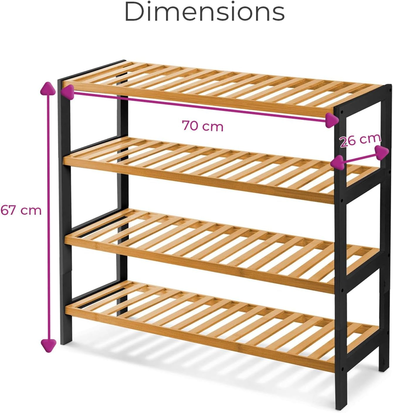 4-Tier Bamboo Shoe Rack – Wooden Shoe Storage Organiser