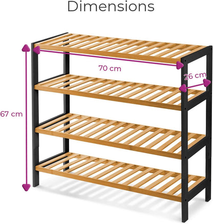 4-Tier Bamboo Shoe Rack – Wooden Shoe Storage Organiser
