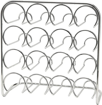 4 Tier Square Chrome Free-Standing Herb Spice 16 Jar Kitchen Storage Rack UK