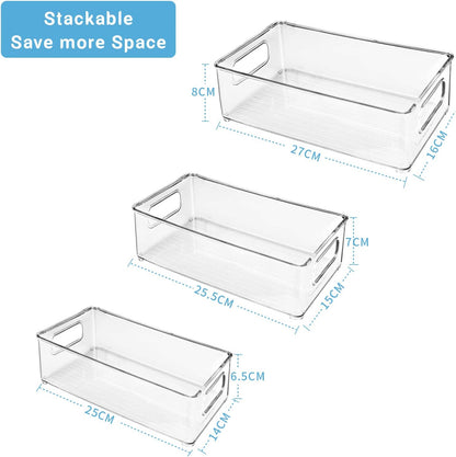 Stackable Fridge Storage Containers – Clear Organiser Set (Pack of 6)