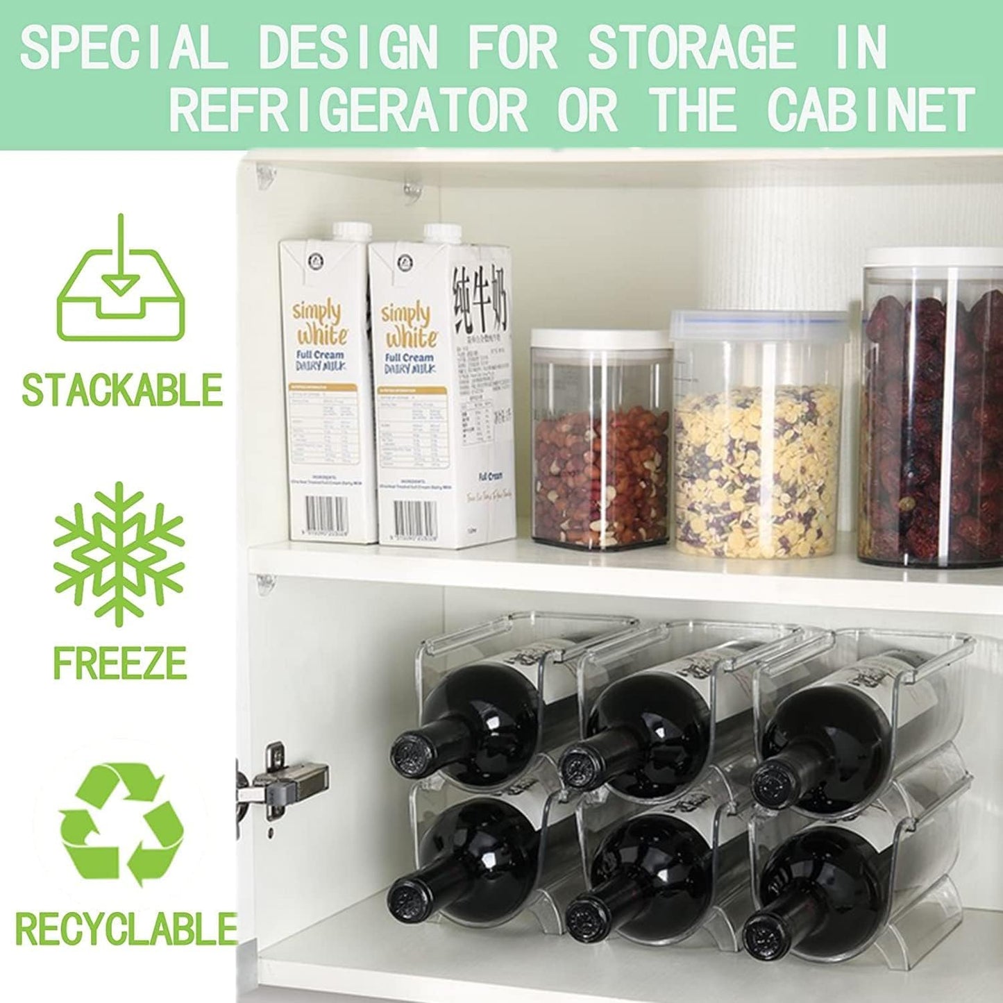 Stackable Bottle Holder for Fridge & Pantry