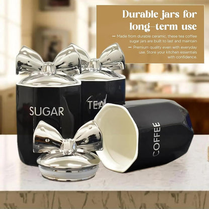 Ceramic Tea, Coffee & Sugar Canister Set