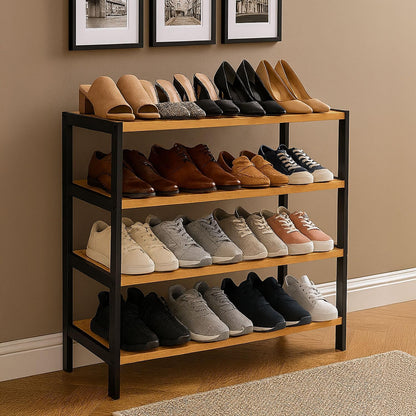 4-Tier Bamboo Shoe Rack – Wooden Shoe Storage Organiser