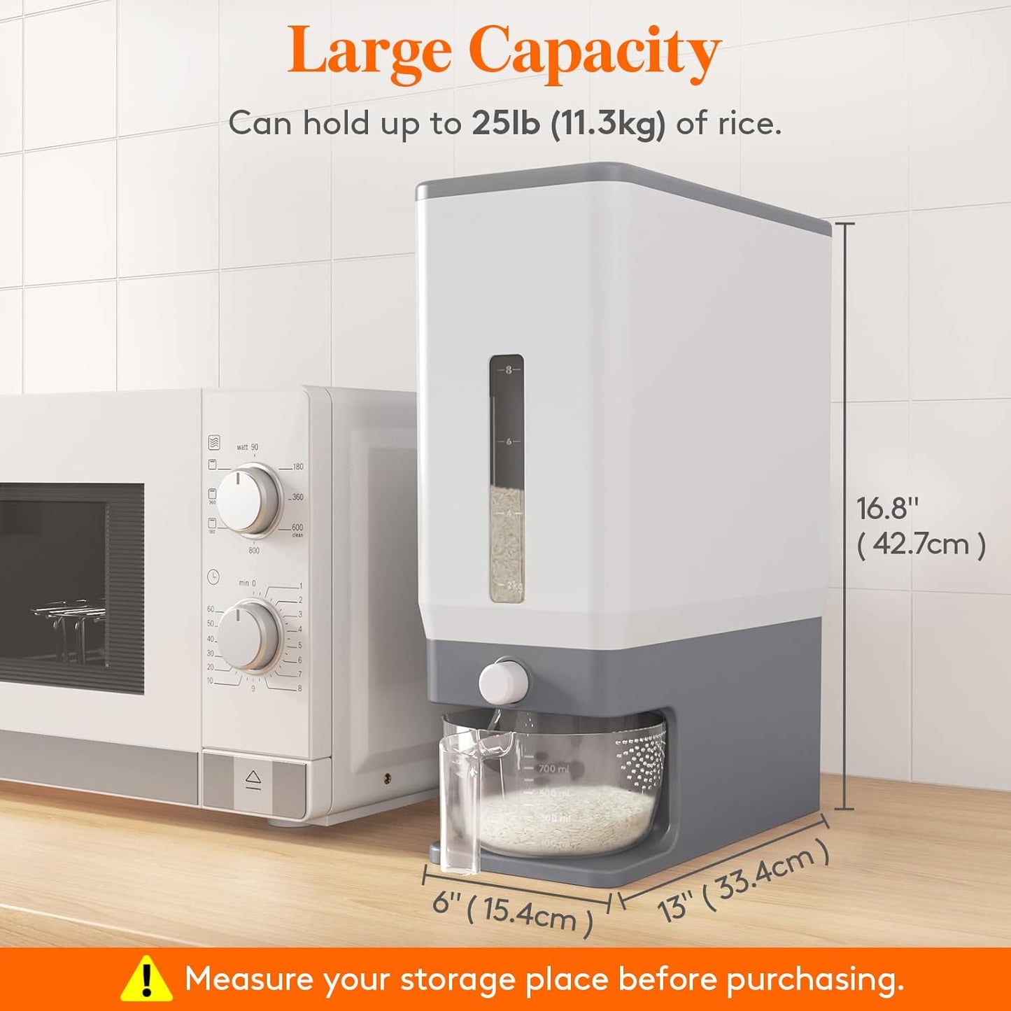 Airtight Rice & Dry Food Storage Dispenser