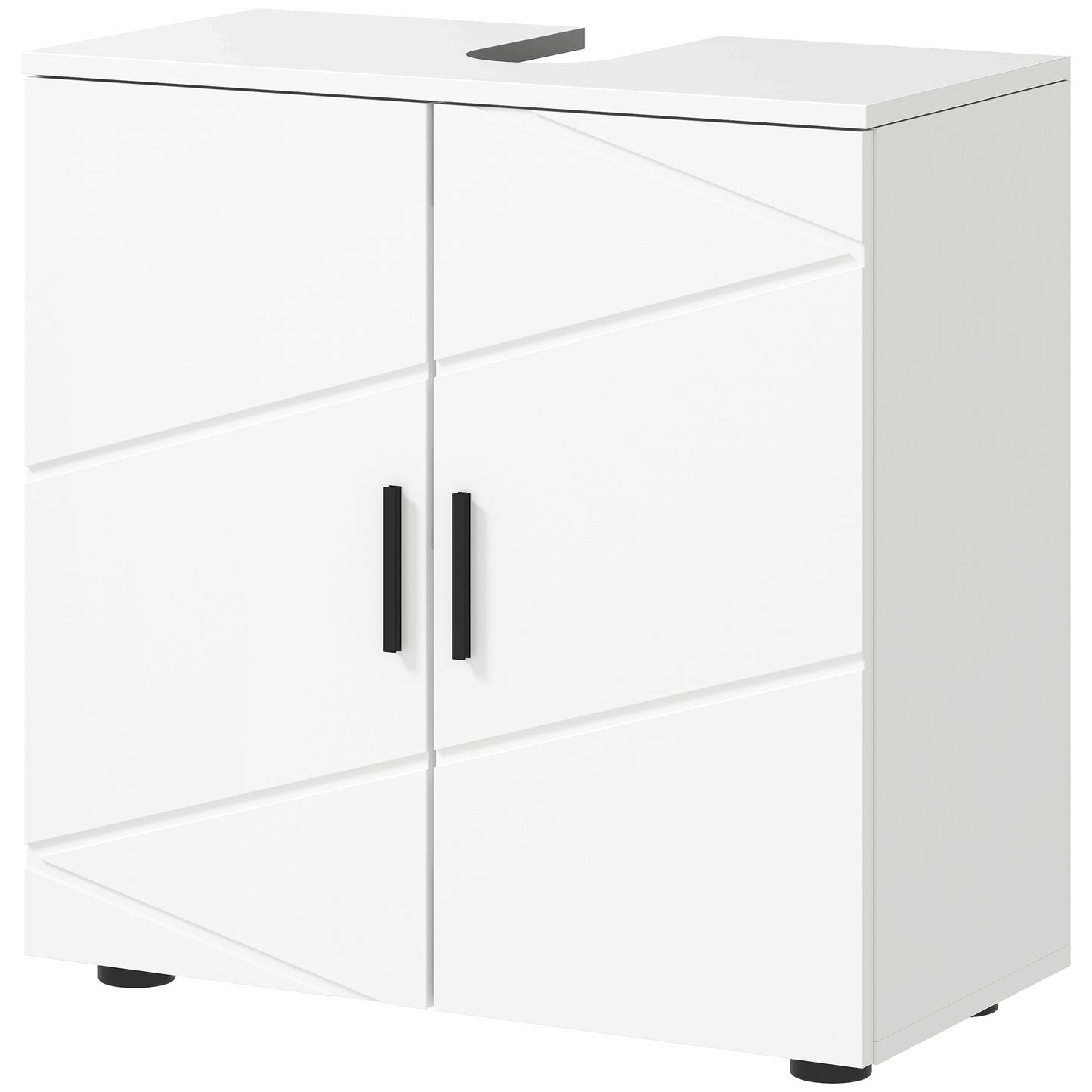 Pedestal Sink Cabinet with Double Doors and Shelf, 60 X 30 X 60 Cm, Light Grey