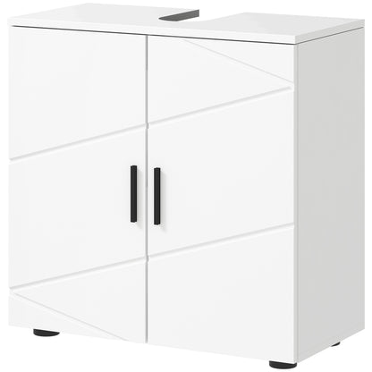 Pedestal Sink Cabinet with Double Doors and Shelf, 60 X 30 X 60 Cm, Light Grey
