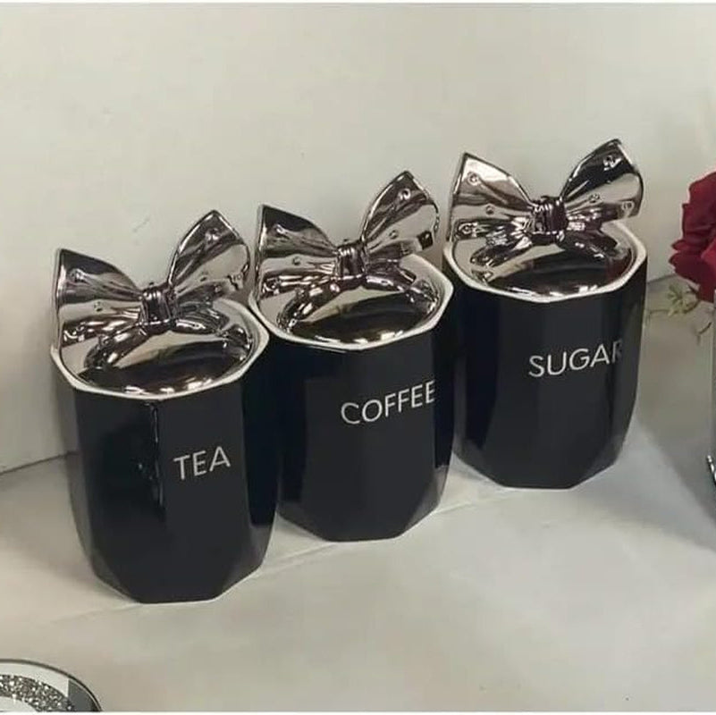 Ceramic Tea, Coffee & Sugar Canister Set
