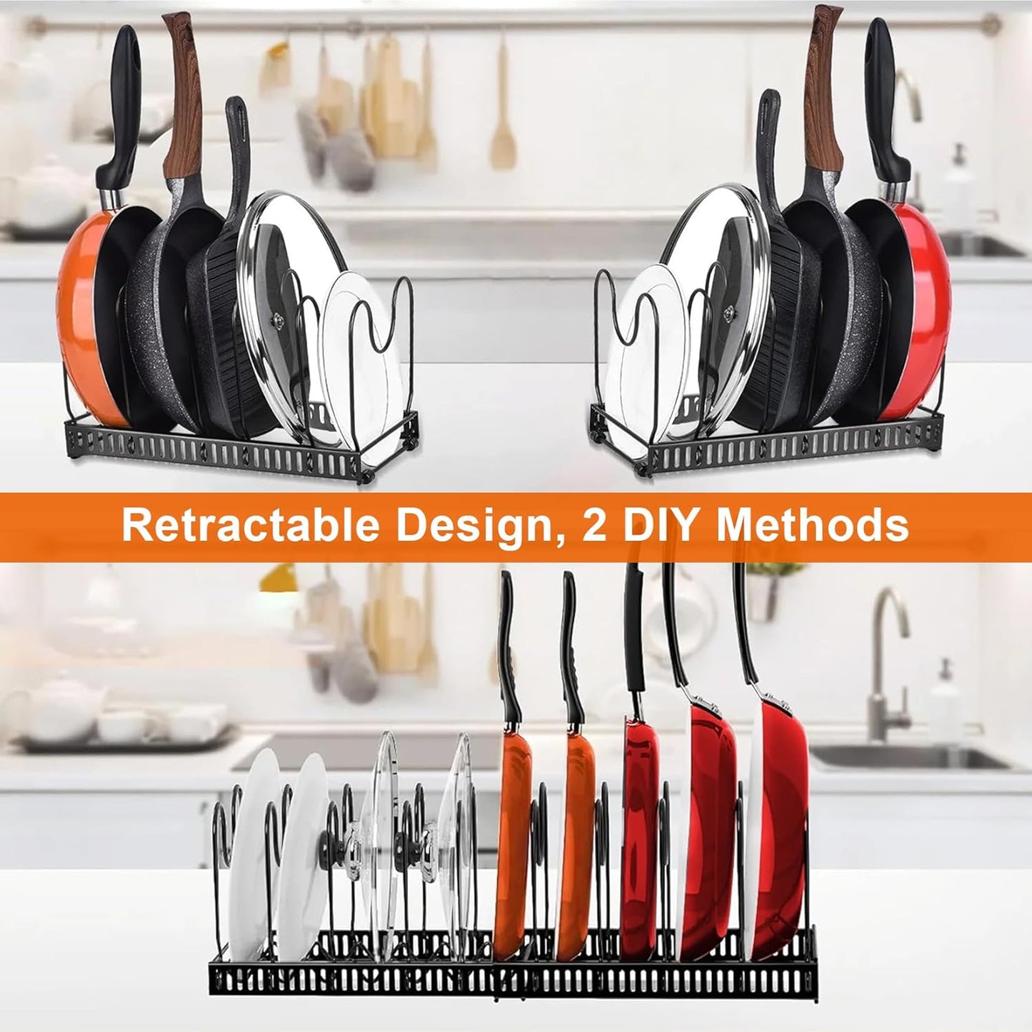 Expandable Pot, Pan & Lid Organiser Rack - Storage